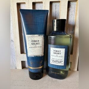 BATH & BODY WORKS FIRST SIGHT MEN'S COLLECTION SHOWER GEL Wash BODY CREAM SetX2